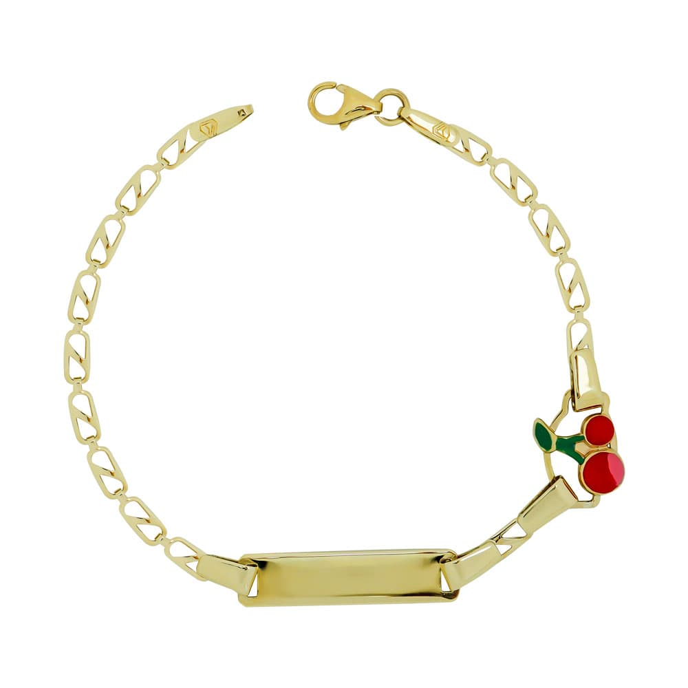 Παιδική Ταυτότητα Με Κερασάκια Aπό Κίτρινο Χρυσό Κ9 TVR384