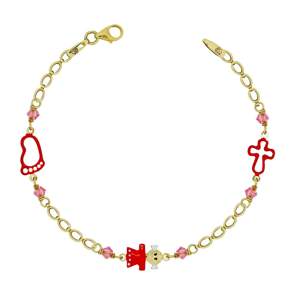 Παιδικό Βραχιόλι Με Σχεδιάκια Από Κίτρινο Χρυσό Κ9 PVR378