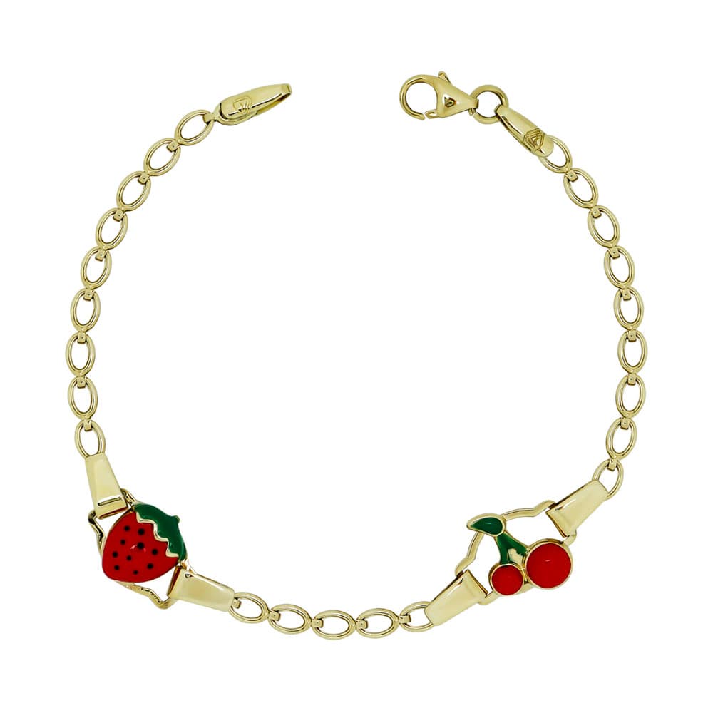 Παιδικό Βραχιόλι Με Φρουτάκια Από Κίτρινο Χρυσό Κ9 PVR379