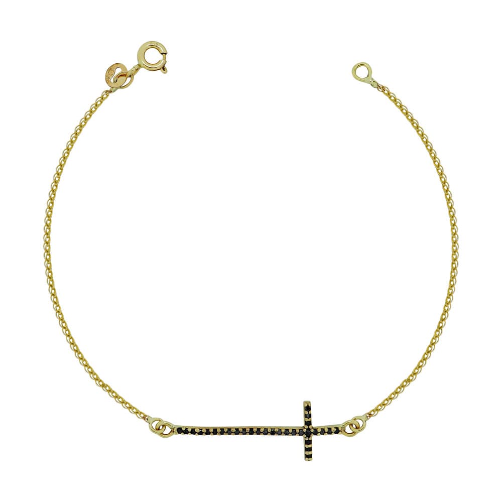 Βραχιόλι Σταυρός Από Κίτρινο Χρυσό Κ14 VR685