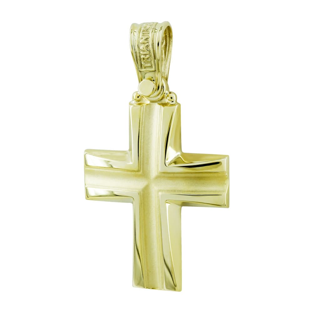 Σταυρός Βάπτισης Τριάντος Ανδρικός Σε Κίτρινο Χρυσό 14 Καρατίων ST2613