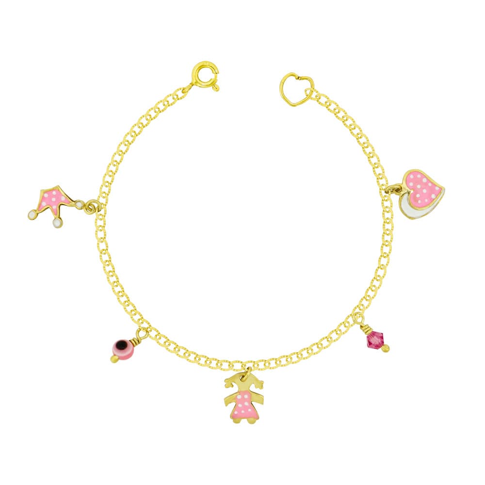 Παιδικό Βραχιόλι Mε Καρδούλα Από Επιχρυσωμένο Ασήμι PVR431