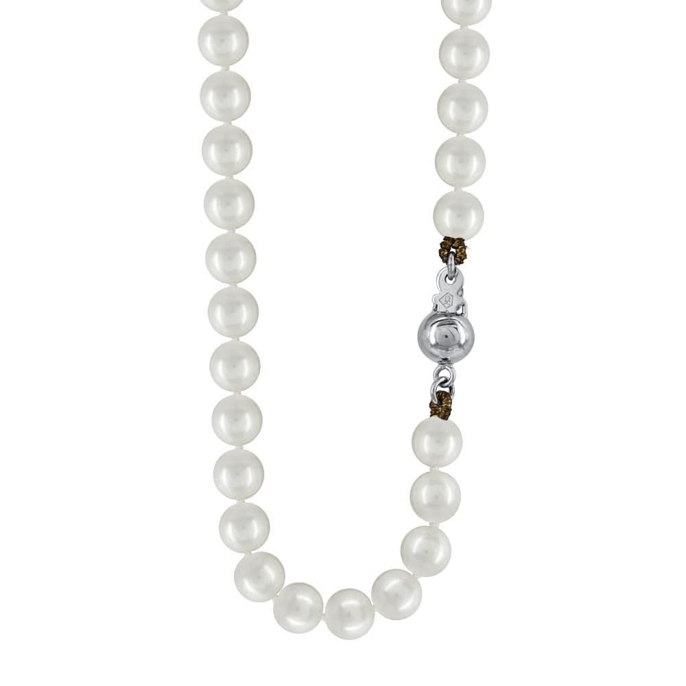 Κολιέ Με Μαργαριτάρια Αkoya Από Λευκό Χρυσό Κ14 DKL862