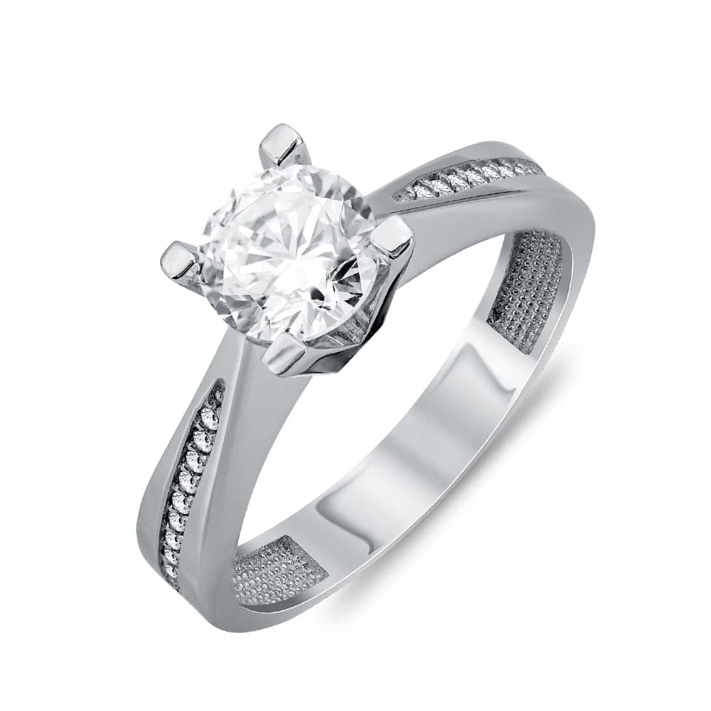 Δαχτυλίδι Μονόπετρο Από Λευκό Χρυσό Κ14 DX95107