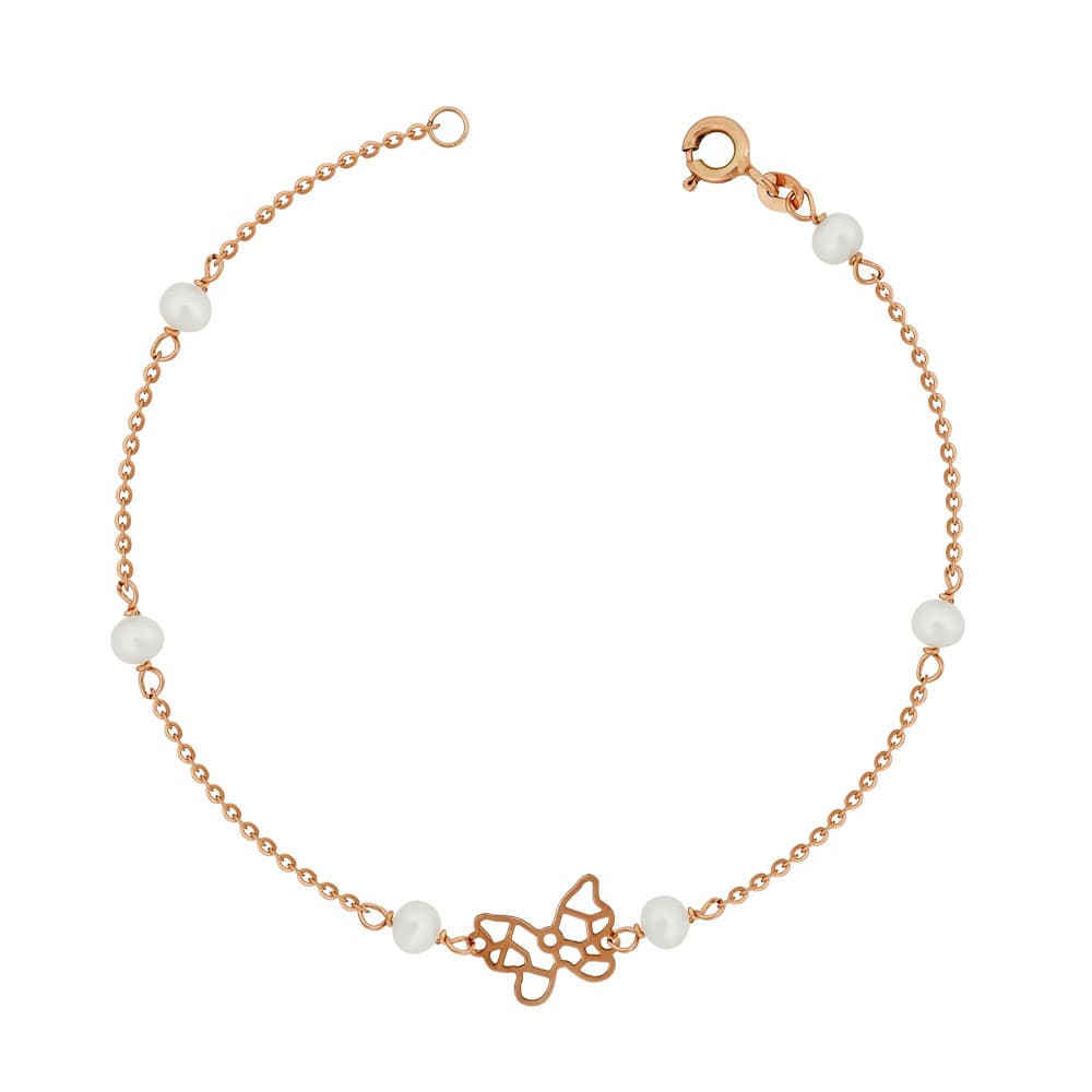 Βραχιόλι Με Πεταλούδα Από Ροζ Χρυσό Κ9 VR97305