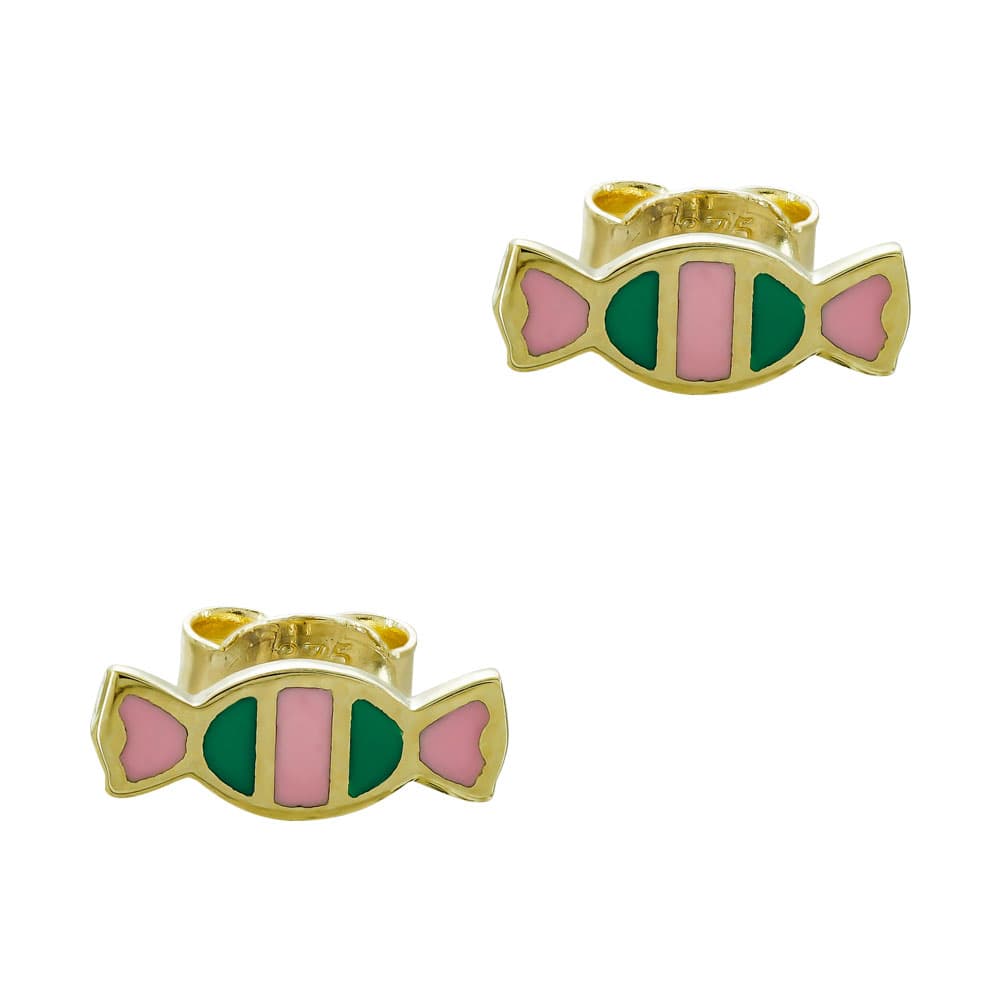 Παιδικά Σκουλαρίκια Καραμέλες Aπό Κίτρινο Χρυσό Κ9 PSK428