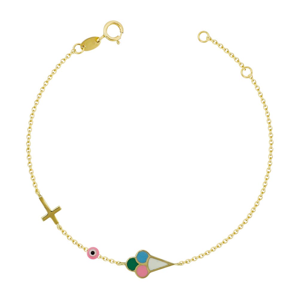 Παιδικό Βραχιόλι Mε Παγωτό Από Κίτρινο Χρυσό Κ9 PVR409