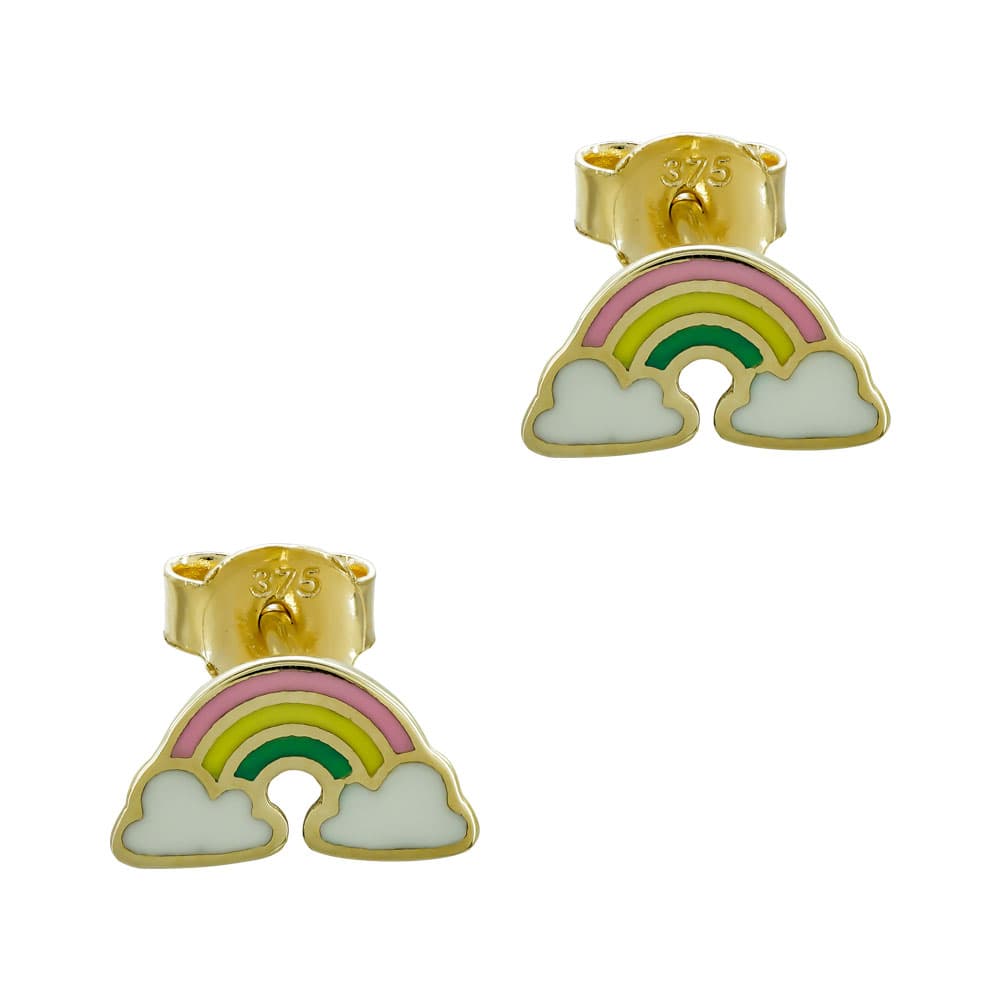 Παιδικά Σκουλαρίκια Ουράνιο Τόξο Aπό Κίτρινο Χρυσό Κ9 PSK433