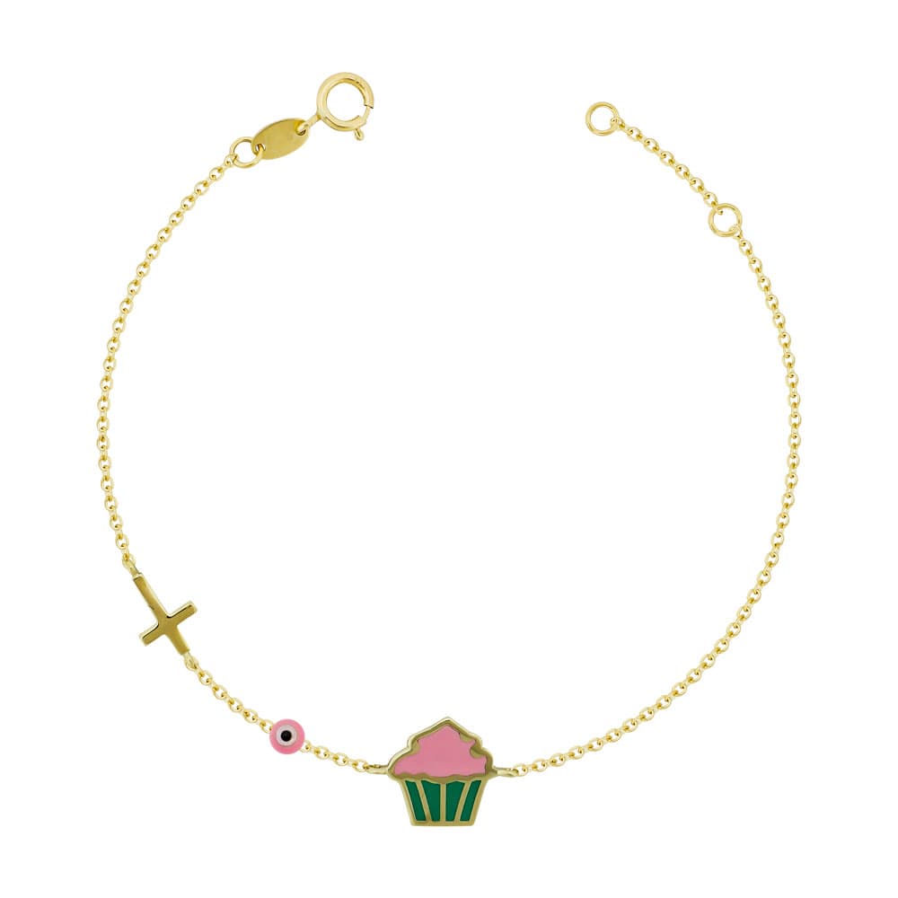 Παιδικό Βραχιόλι Mε Κεκάκι Από Κίτρινο Χρυσό Κ9 PVR410