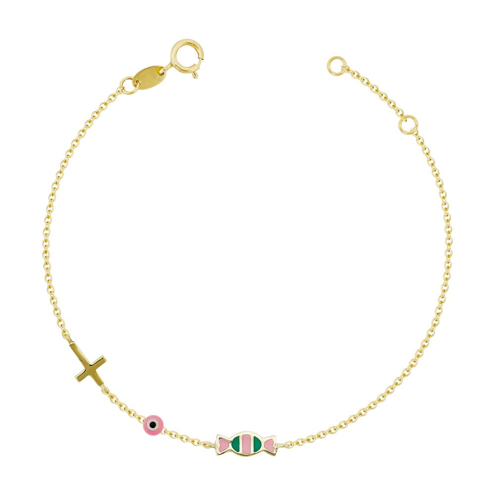 Παιδικό Βραχιόλι Mε Καραμελίτσα Από Κίτρινο Χρυσό Κ9 PVR414