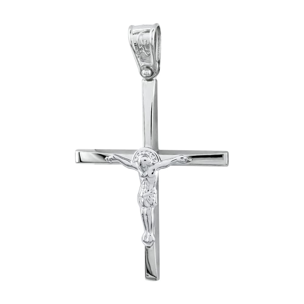 Σταυρός Βάπτισης Ανδρικός Σε Λευκό Χρυσό Κ14 ST2707