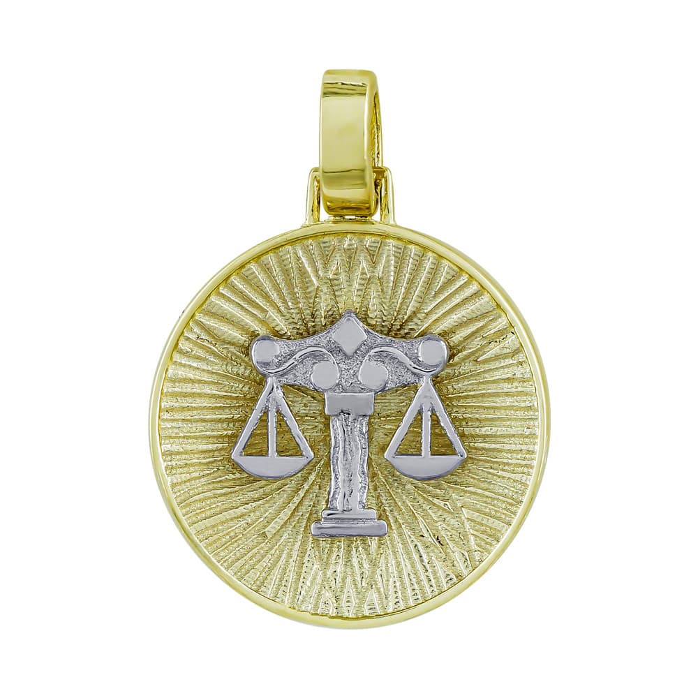 Ζώδιο Ζυγός με Κωνσταντινάτο από Δίχρωμο Χρυσό 14 Καρατίων ZD231