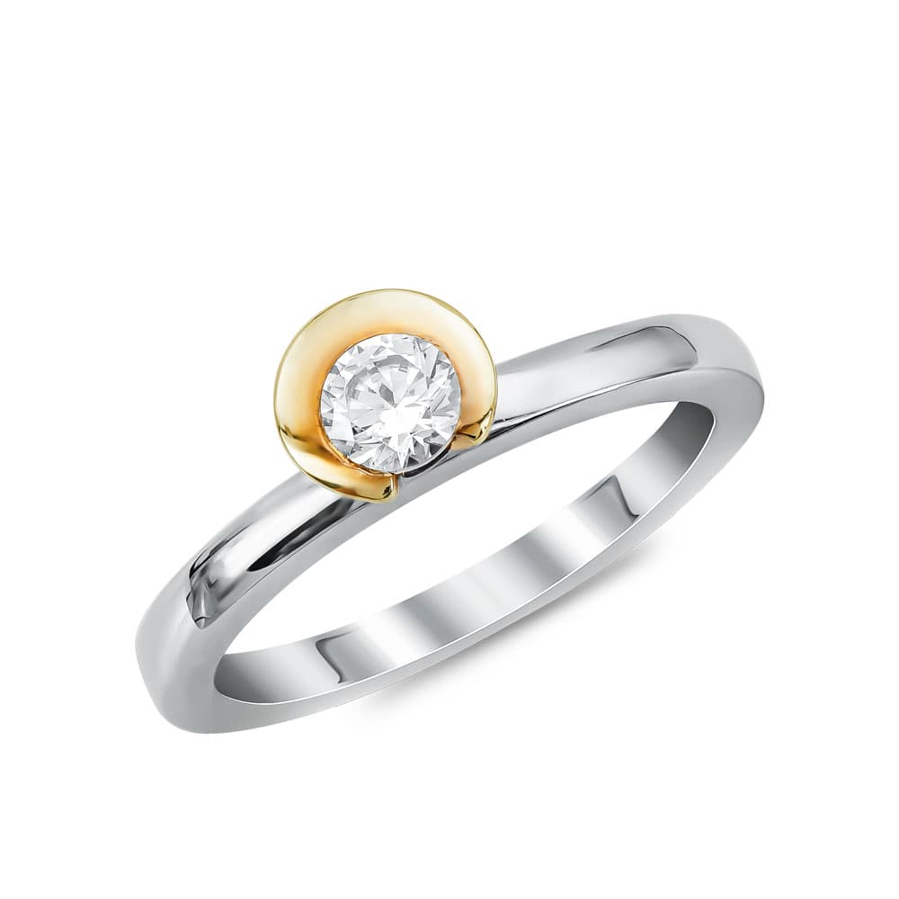 Μονόπετρο Δαχτυλίδι Breuning Με Διαμάντι Brilliant από Δίχρωμο Χρυσό K18 DDX4776