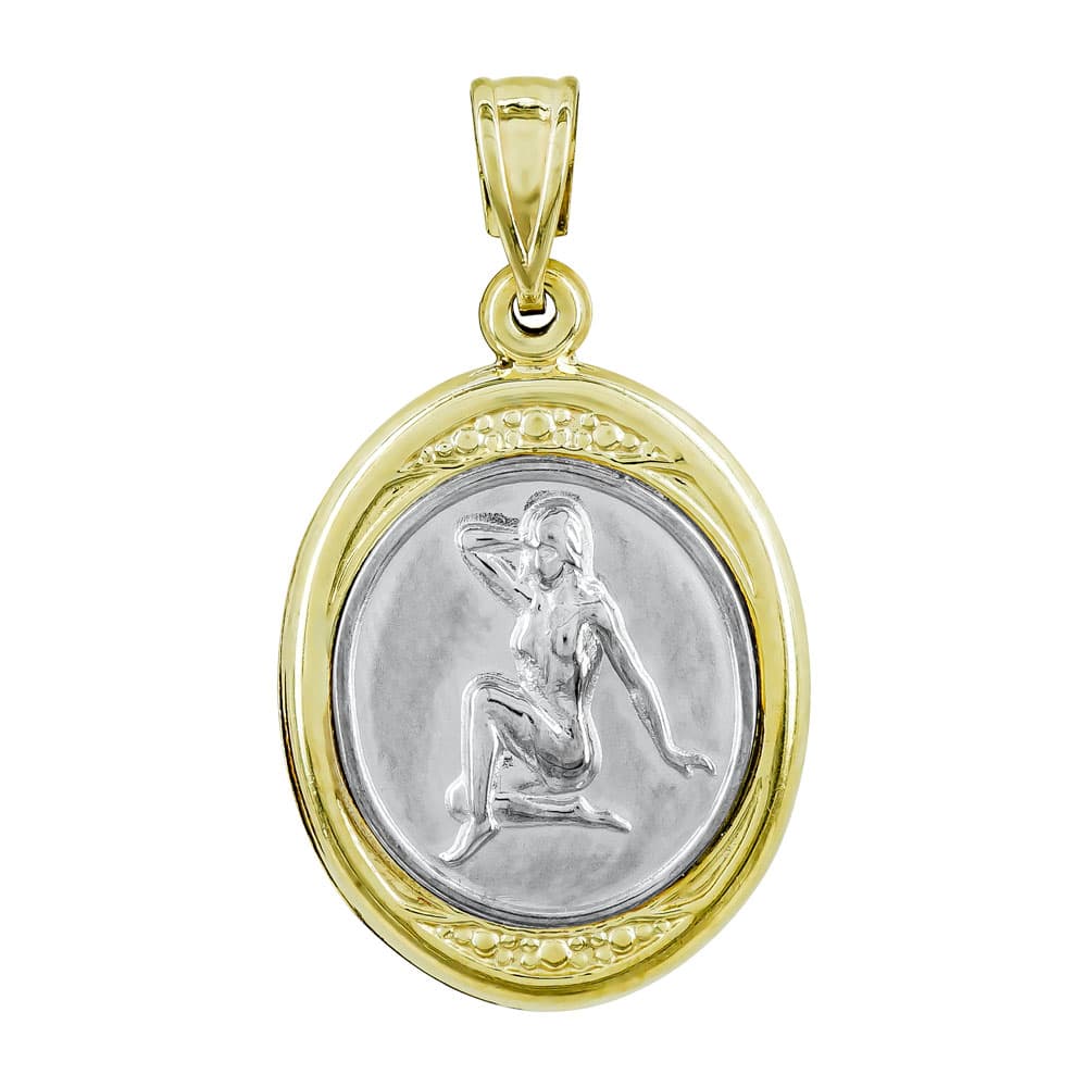 Ζώδιο Παρθένος με Κωνσταντινάτο από Δίχρωμο Χρυσό 9 Καρατίων ZD248