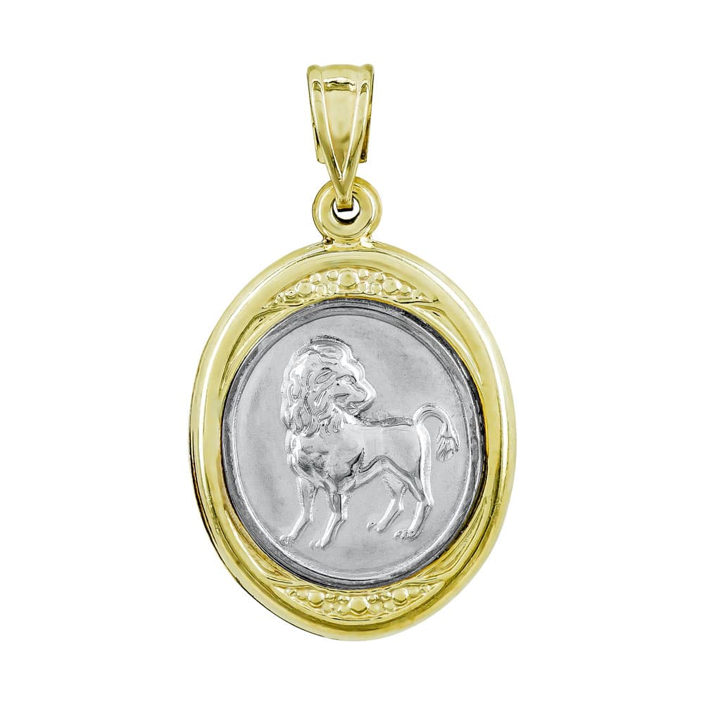 Ζώδιο Λέων με Κωνσταντινάτο από Δίχρωμο Χρυσό Κ9 ZD249