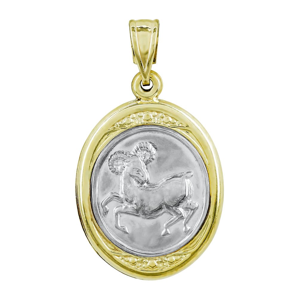 Ζώδιο Κριός με Κωνσταντινάτο από Δίχρωμο Χρυσό 9 Καρατίων ZD252