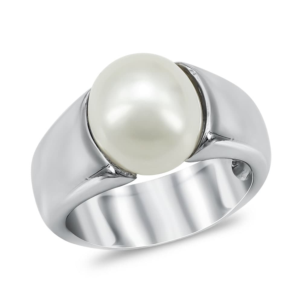 Δαχτυλίδι με Φυσικό Μαργαριτάρι Akoya από Λευκό Χρυσό Κ14 DX940