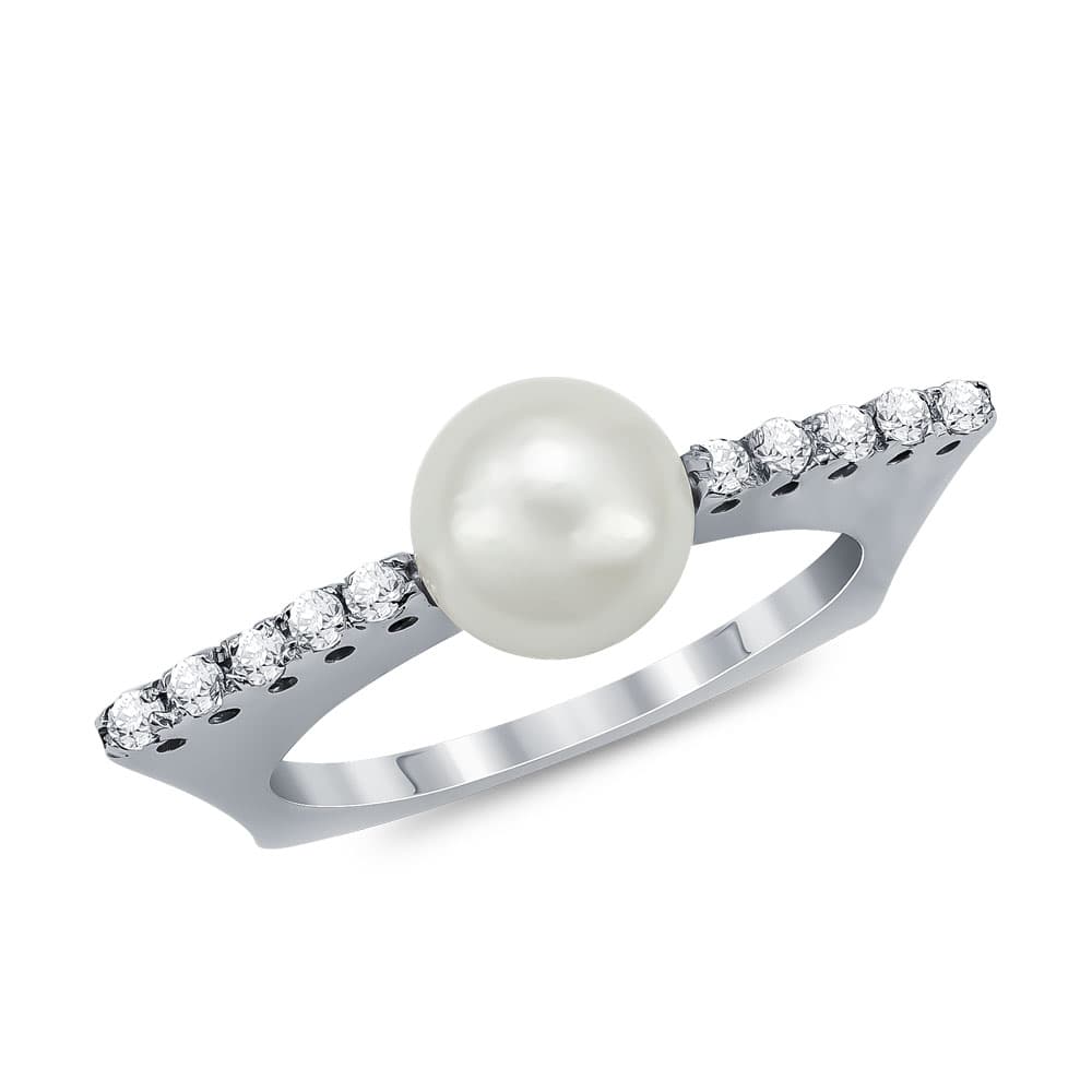 Δαχτυλίδι με Φυσικό Μαργαριτάρι Akoya από Λευκό Χρυσό Κ18 DX941