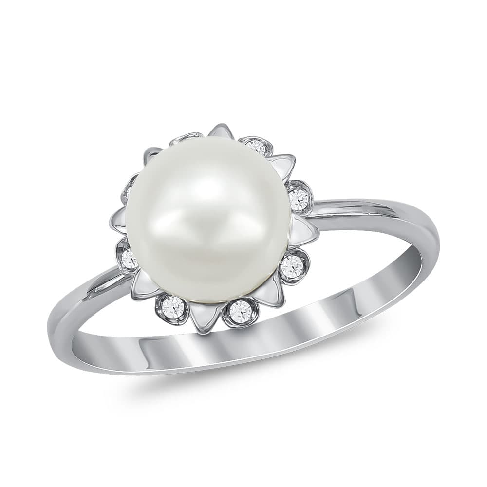 Δαχτυλίδι με Φυσικό Μαργαριτάρι από Λευκό Χρυσό Κ14 DX943