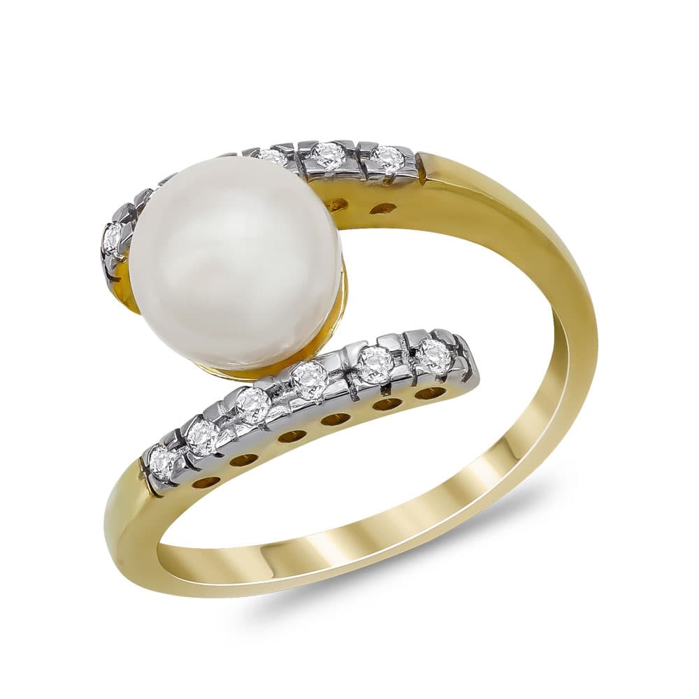 Δαχτυλίδι με Φυσικό Μαργαριτάρι από Κίτρινο Χρυσό Κ14 DX960