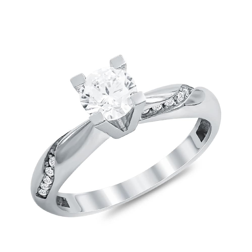 Μονόπετρο Δαχτυλίδι από Λευκό Χρυσό K14 DX113808