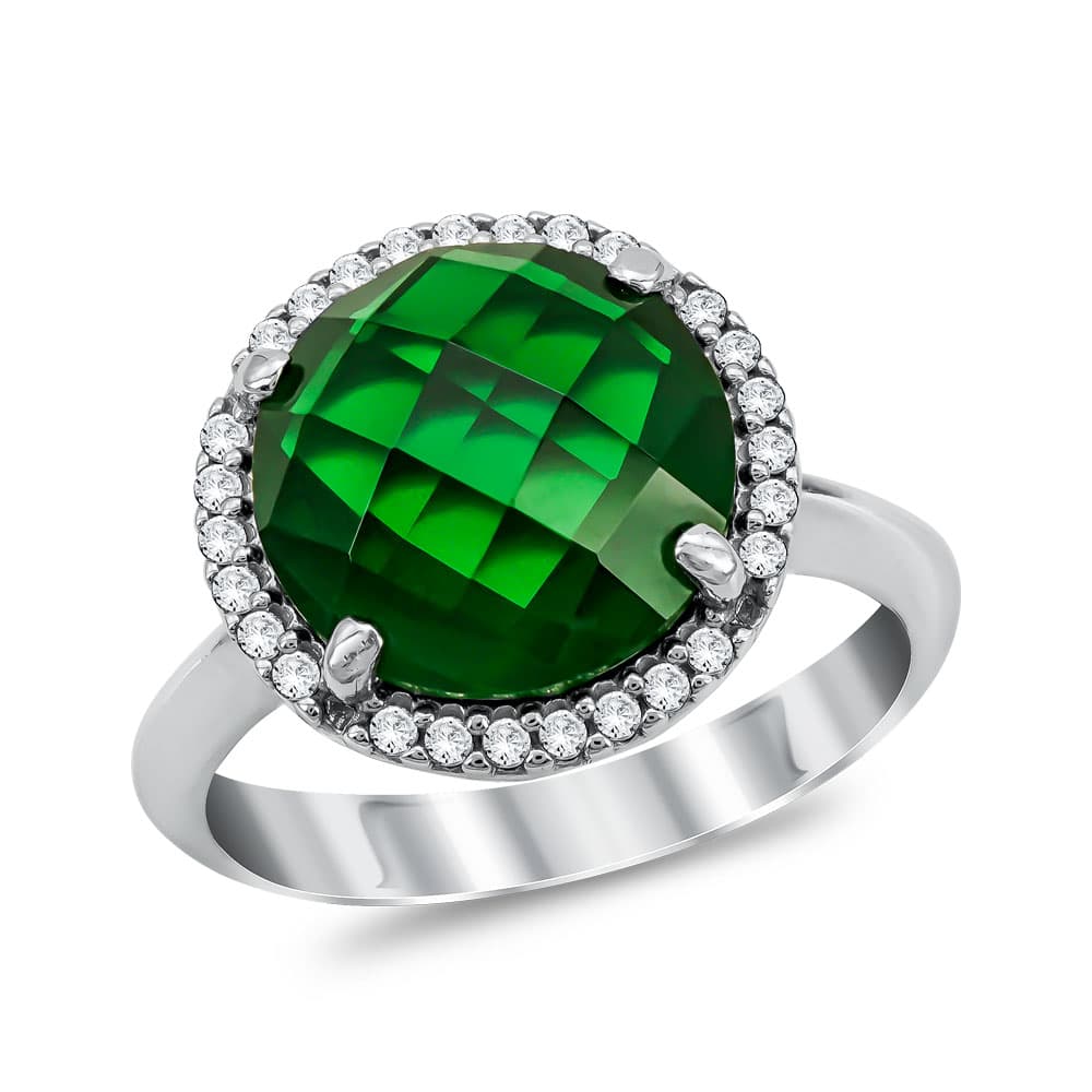 Μονόπετρο Δαχτυλίδι με Topaz Forest από Λευκό Χρυσό K14 DX1057