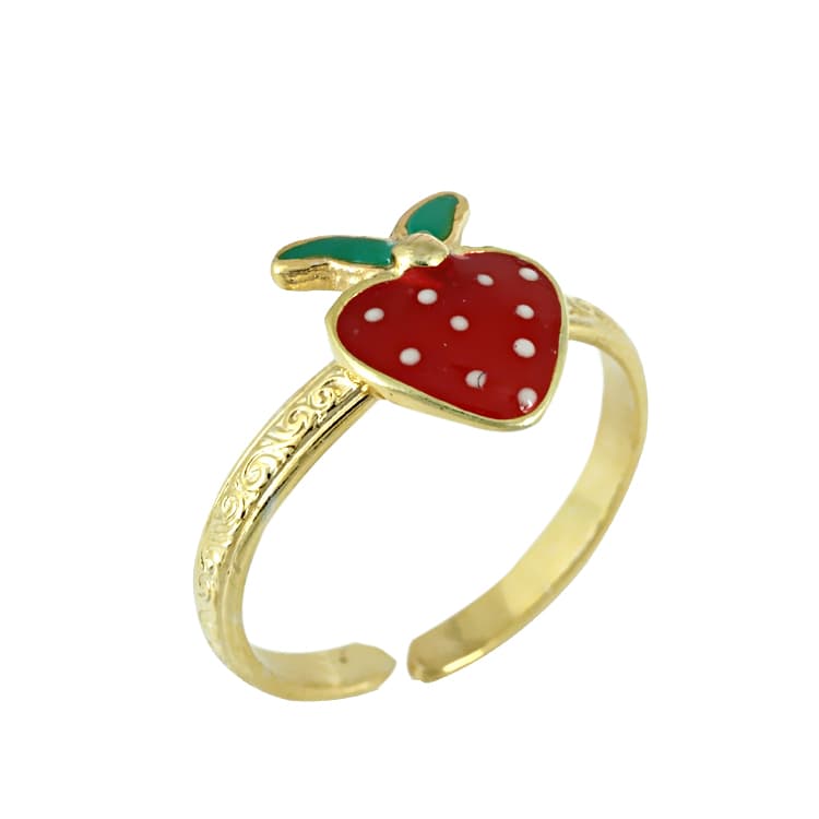 Παιδικό Δαχτυλίδι Φραουλίτσα από Επιχρυσωμένο Ασήμι PDX126