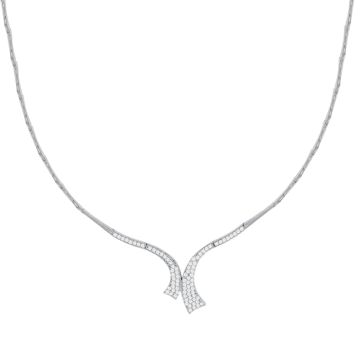 Κολιέ με Πέτρες από Λευκό Χρυσό 14 Καρατίων KL1256