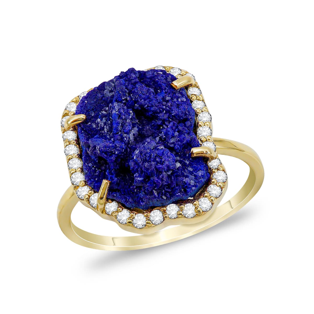 Μονόπετρο Δαχτυλίδι με Αζουρίτη από Κίτρινο Χρυσό Κ14 DX1162