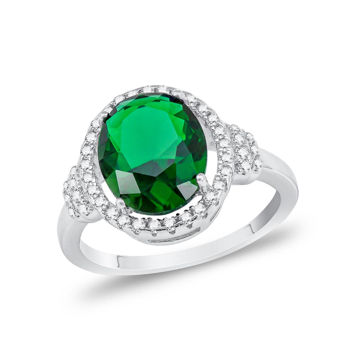 Μονόπετρο Δαχτυλίδι με Πράσινη Πέτρα από Ασήμι DX1204