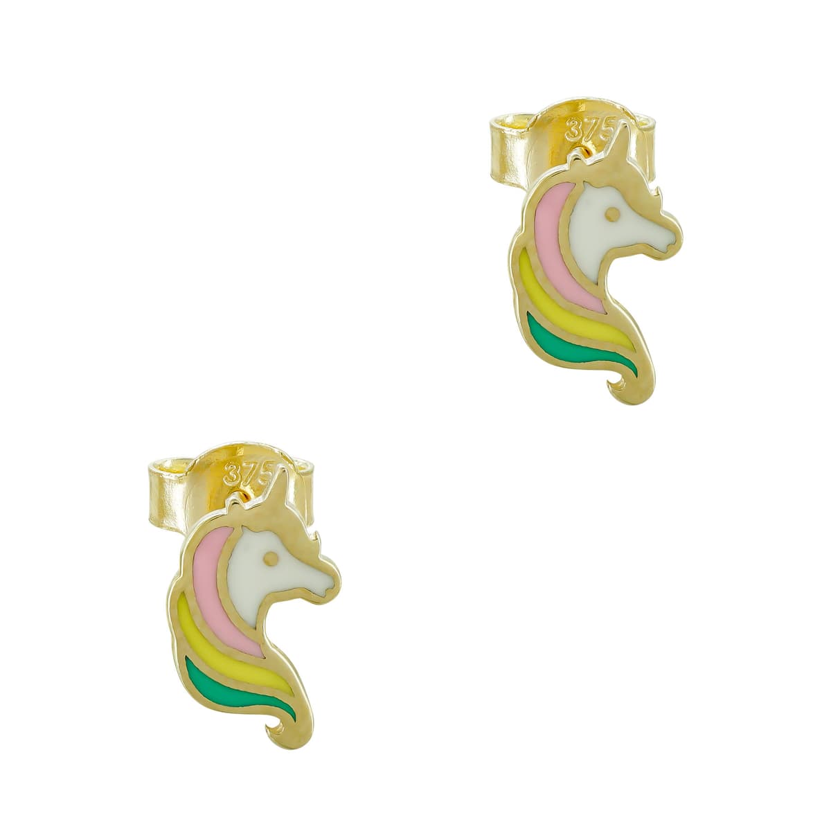 Παιδικά Σκουλαρίκια Mονόκερος από Κίτρινο Χρυσό Κ9 PSK473