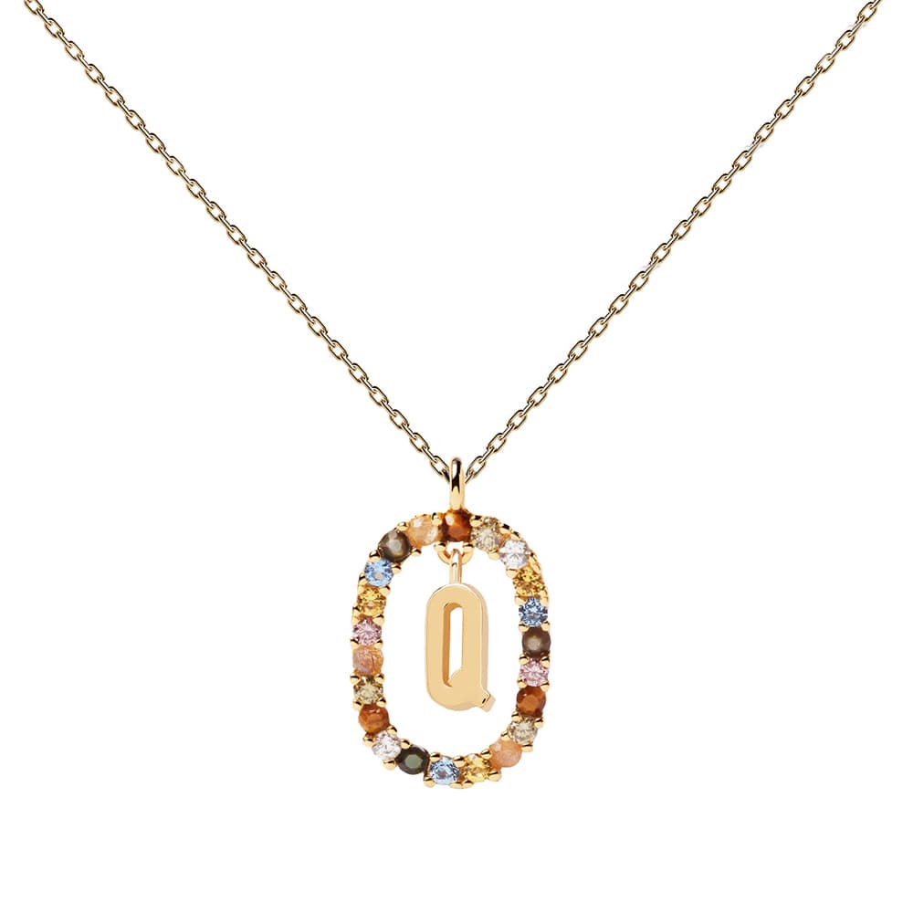 PDPAOLA Letter ”Q” Κολιέ Μονόγραμμα από Επιχρυσωμένο Ασήμι CO01-276-U