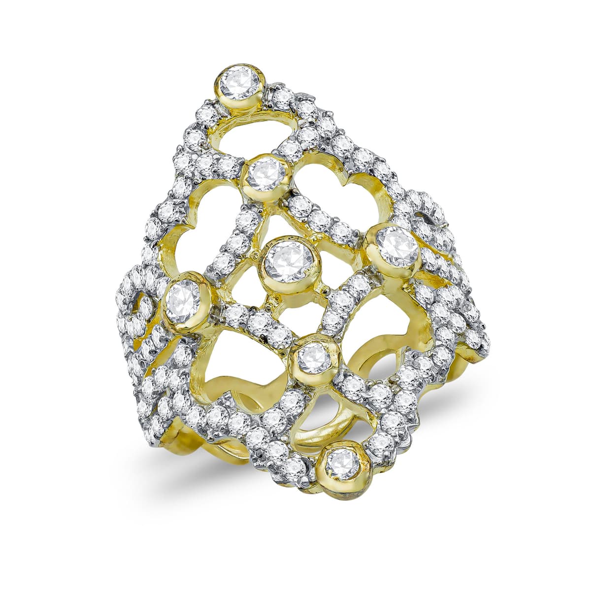 Δαχτυλίδι με Πέτρες από Επιχρυσωμένο Ασήμι DX1236