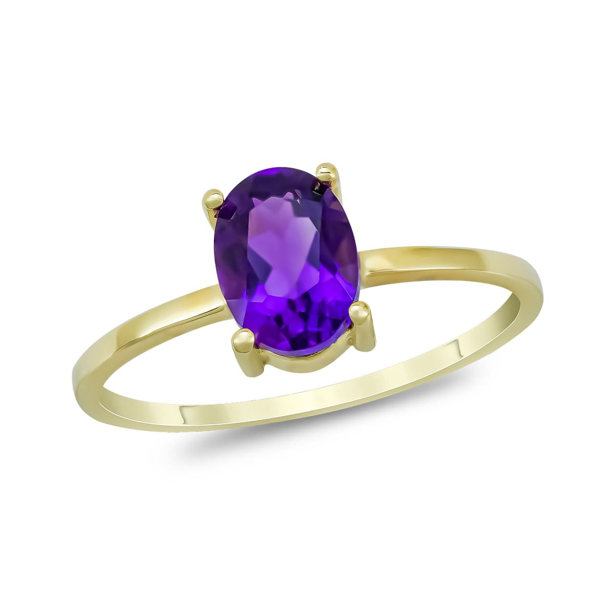 Μονόπετρο Δαχτυλίδι με Αμέθυστο από Κίτρινο Χρυσό 14 Καρατίων DX1300