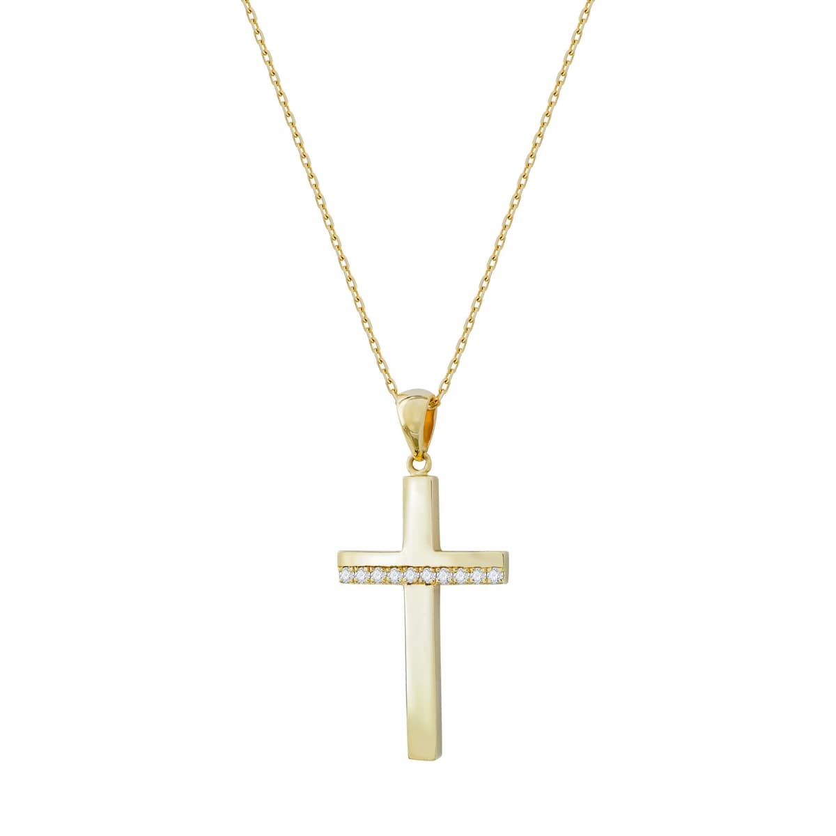 Σταυρός Βάπτισης Γυναικείος Σε Κίτρινο Χρυσό 18 Καρατίων με Διαμάντια Brilliant C12410