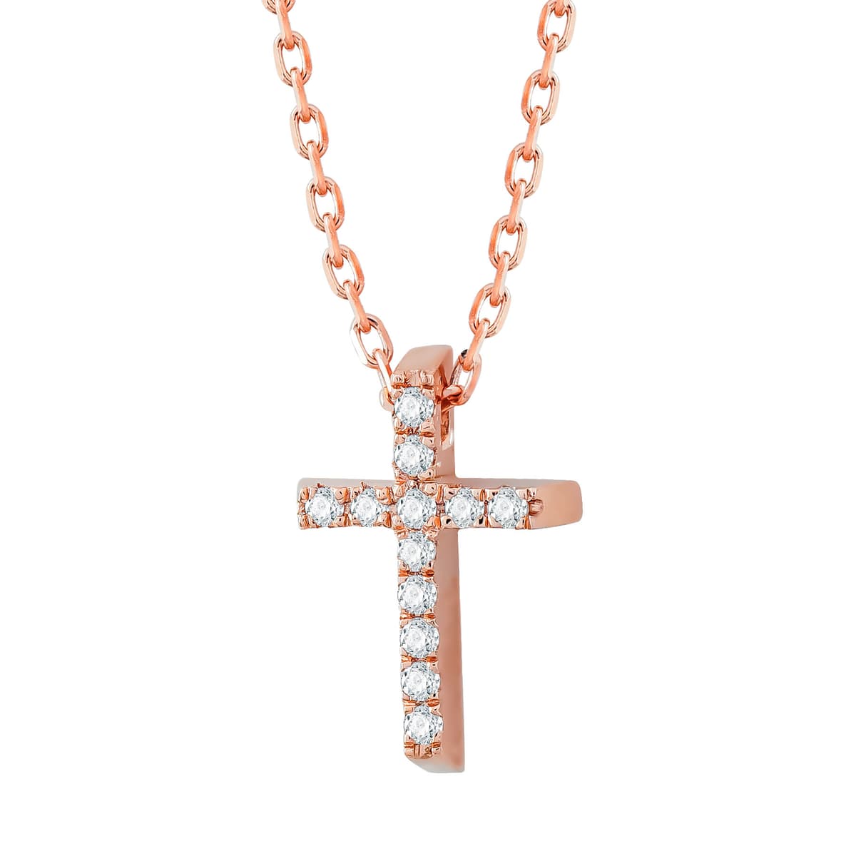 Σταυρουδάκι Μενταγιόν Σε Ροζ Xρυσό 18 Καρατίων DC12382