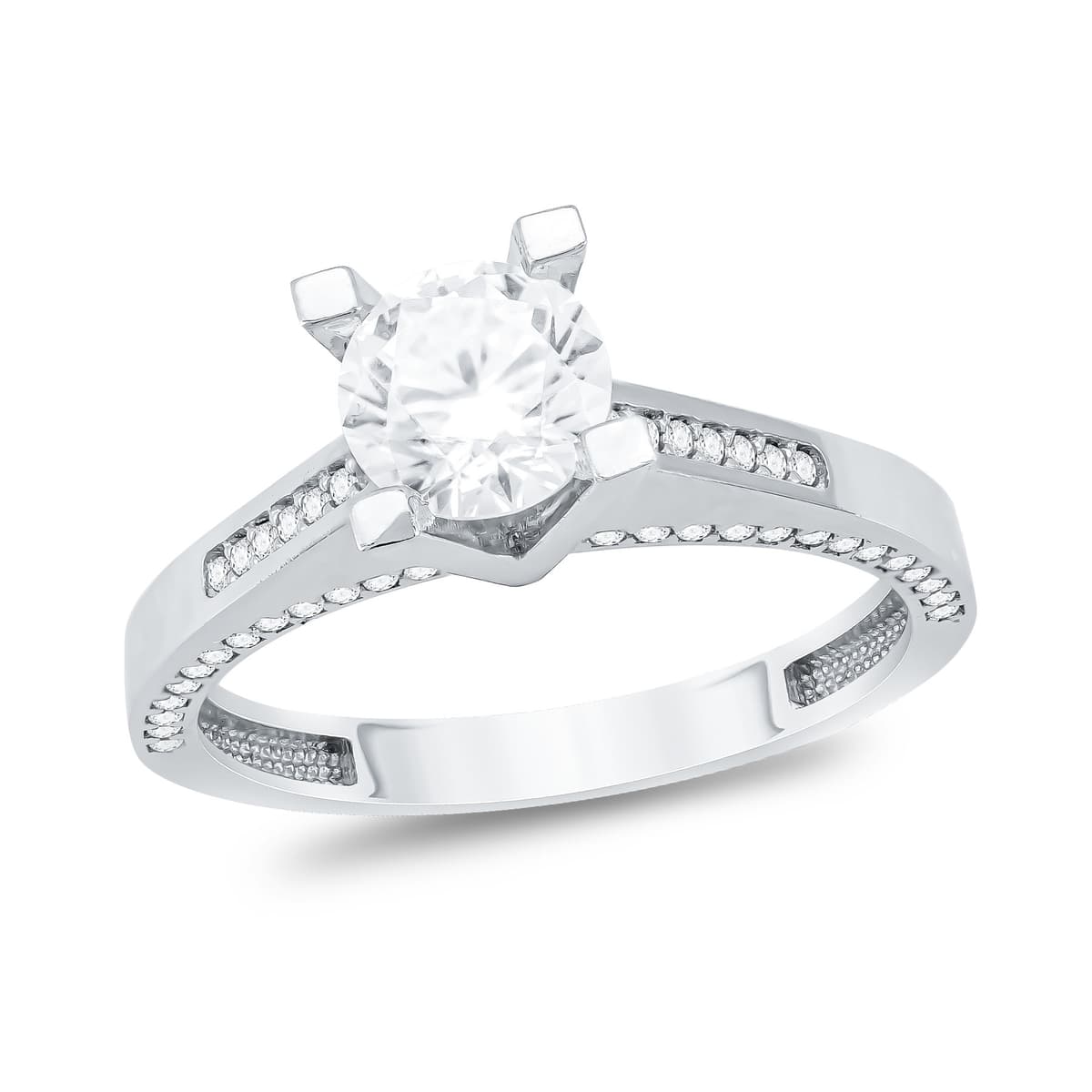 Μονόπετρο Δαχτυλίδι απο Λευκό Χρυσό 14 Καρατίων DX108088