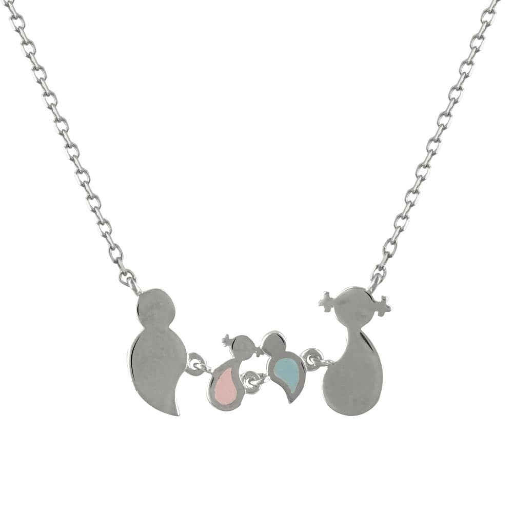 Κολιέ Οικογένεια Από Λευκό Χρυσό 14 Καρατίων KL2032