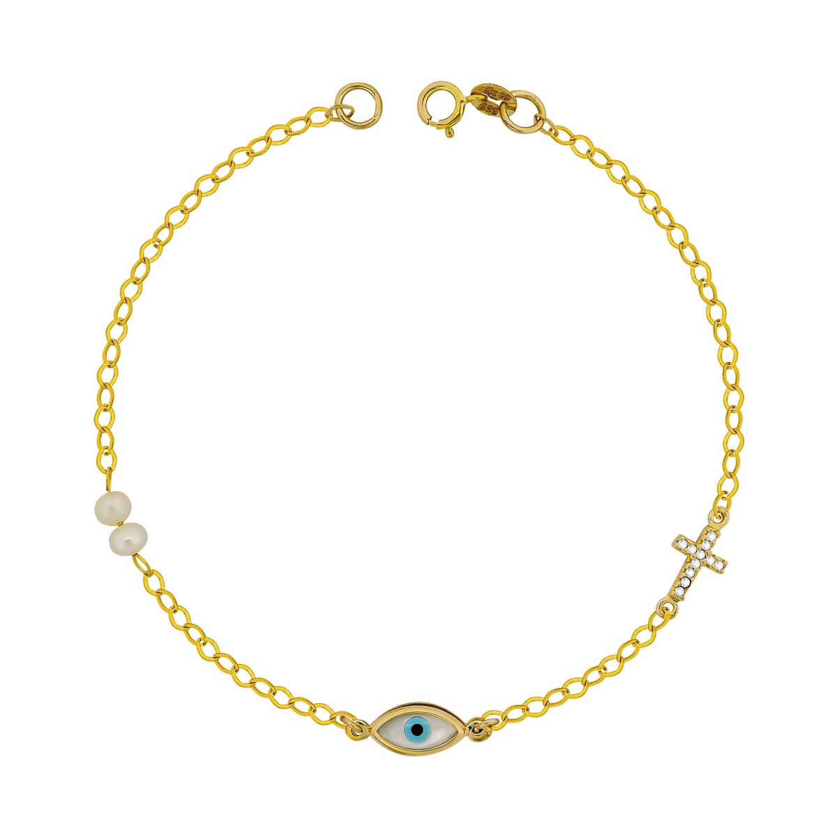 Παιδικό Βραχιόλι Mε Σταυρουδάκι Από Κίτρινο Χρυσό 14 Καρατίων PVR478