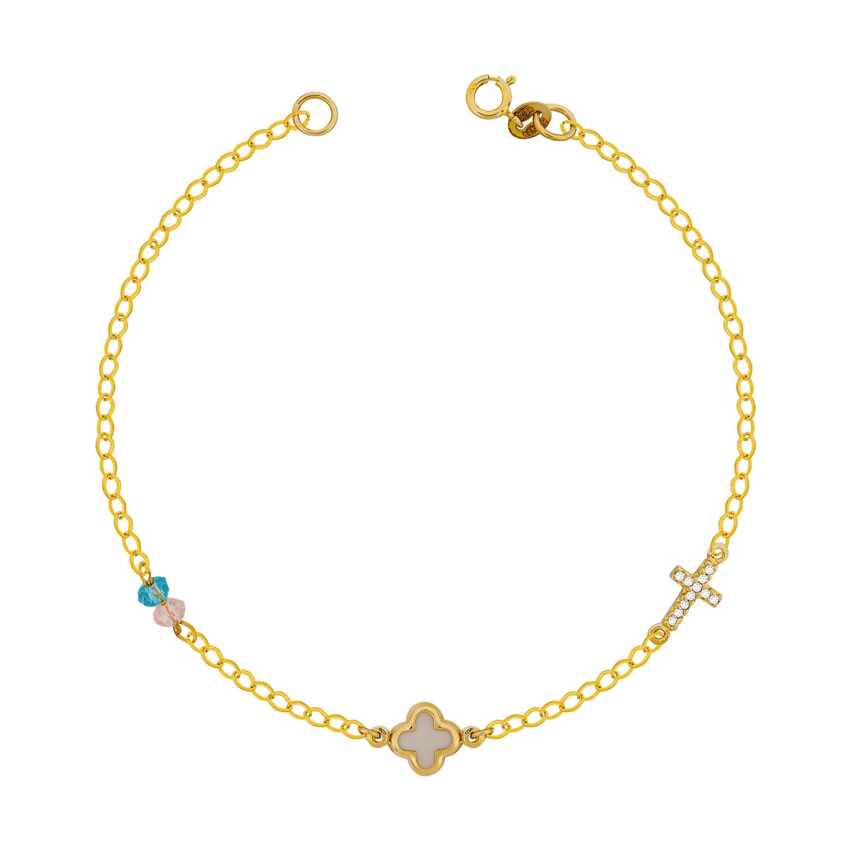 Παιδικό Βραχιόλι Mε Σταυρουδάκι Από Κίτρινο Χρυσό 14 Καρατίων PVR481