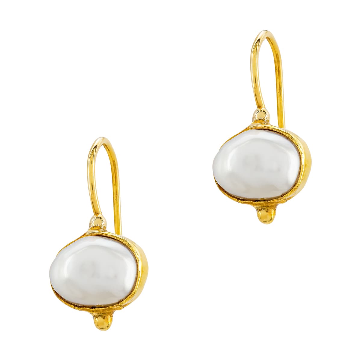 Χειροποίητα Σκουλαρίκια με Μαργαριτάρια Mabe από Kίτρινο Χρυσό 18 Καρατίων SK1842