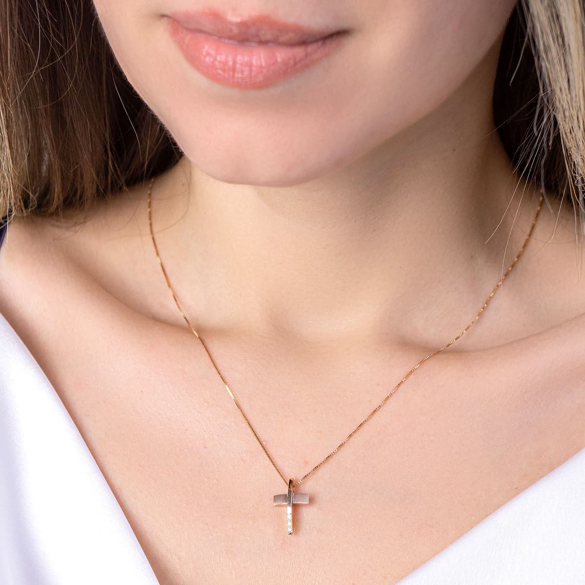 Girls' Baptism Crosses Gofas Rose Gold