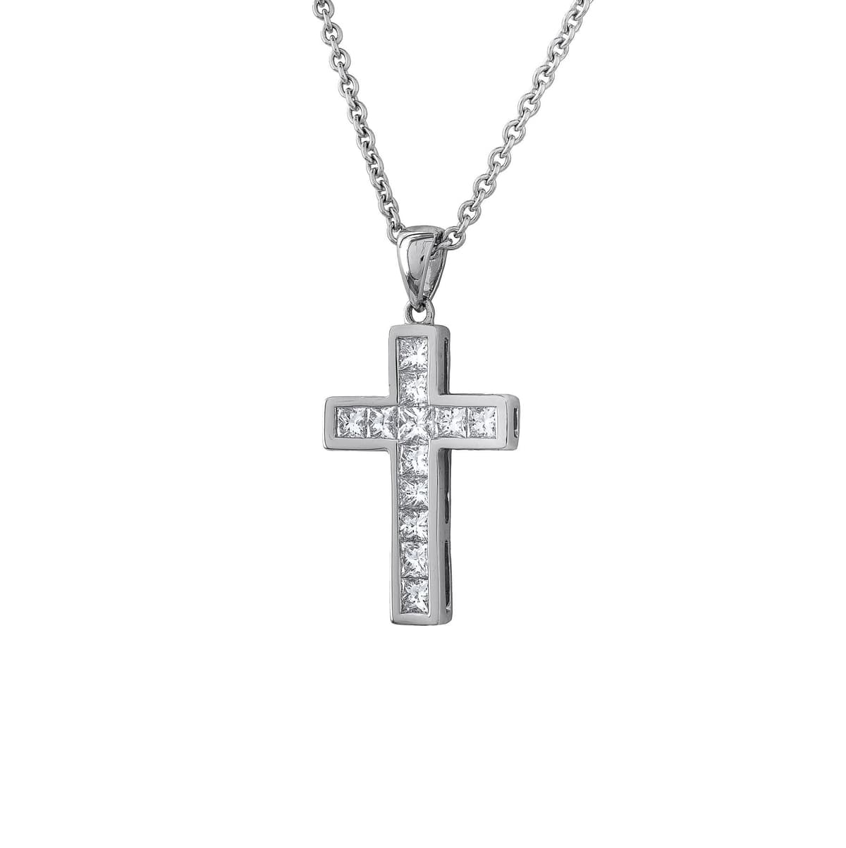 Σταυρός Βάπτισης Γυναικείος Σε Λευκό Χρυσό 18 Καρατίων με Διαμάντια Brilliant ST3056