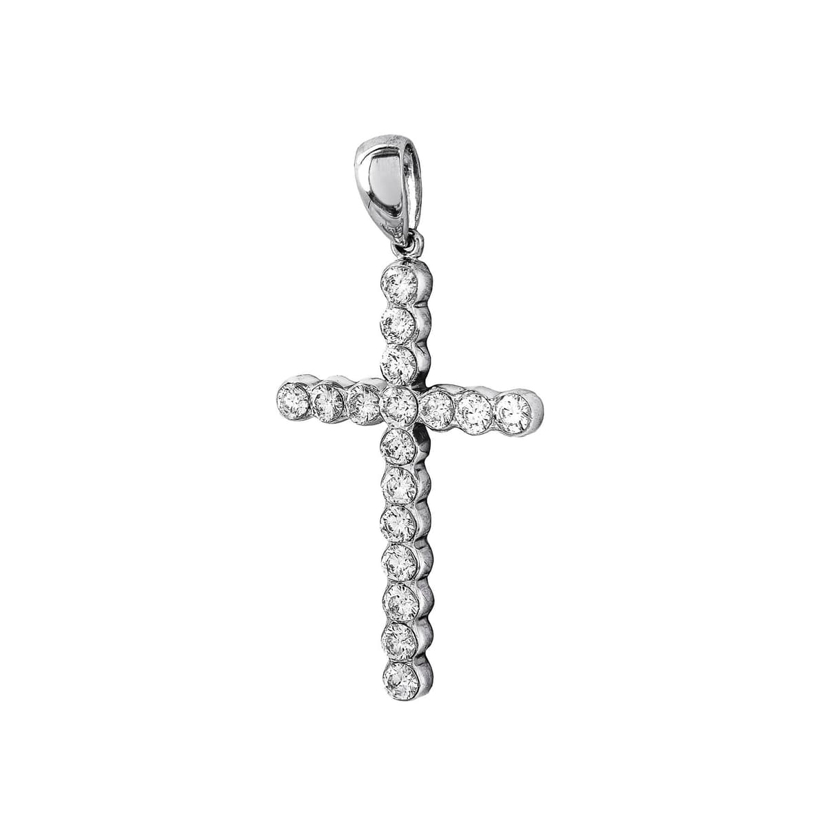 Σταυρός Βάπτισης Γυναικείος Σε Λευκό Χρυσό 18 Καρατίων με Διαμάντια Brilliant ST3064