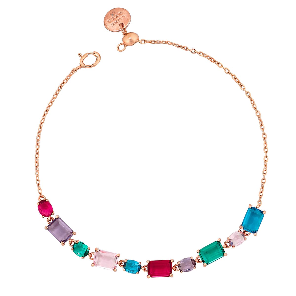 Luxenter Bραχιόλι με Χρωματιστές Πέτρες από Ροζ Επιχρυσωμένο Ασήμι VR1215