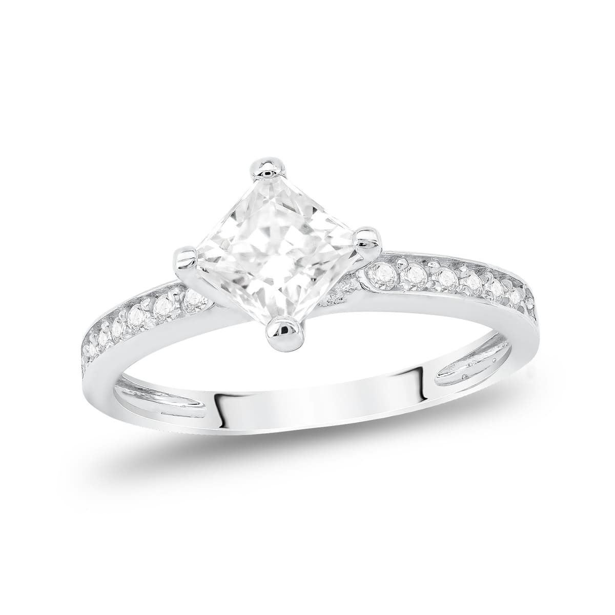 Μονόπετρο Δαχτυλίδι απο Λευκό Χρυσό 14 Καρατίων DX1382