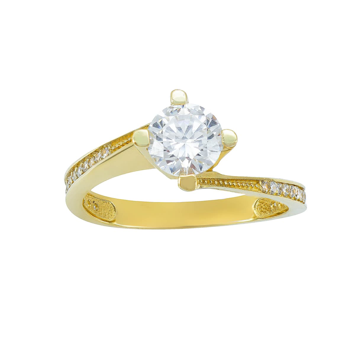 Μονόπετρο Δαχτυλίδι απο Κίτρινο Χρυσό 14 Καρατίων DX1430