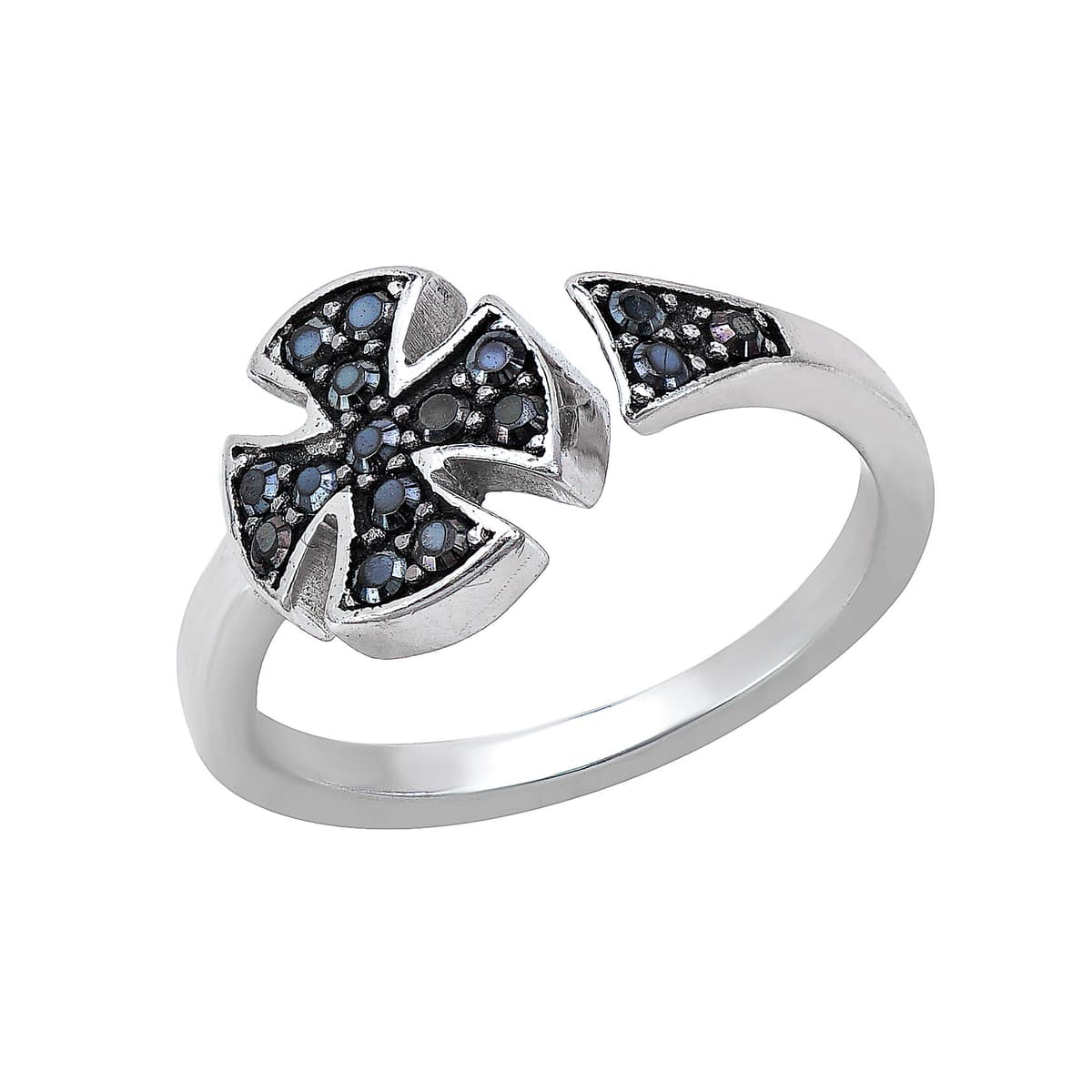 Chevalier Δαχτυλίδι με Σταυρουδάκι απο Λευκό Χρυσό 14 Καρατίων DX1562