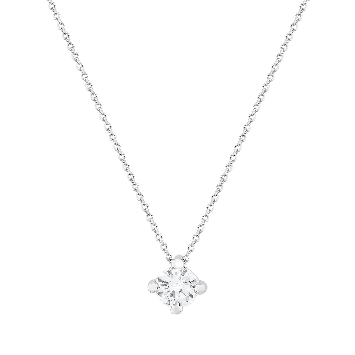 Diamond Group Koλιέ Μονόπετρο Με Διαμάντι Brilliant από Λευκό Χρυσό 18 Καρατίων DKL1396