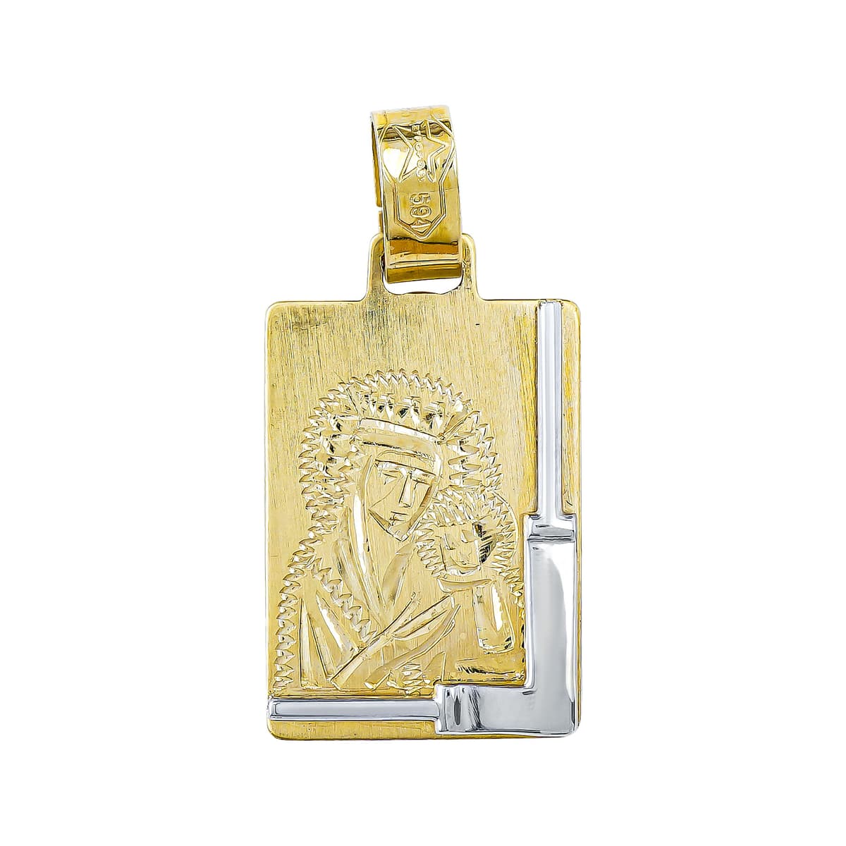 Φυλαχτό με την Παναγία Aπό Δίχρωμο Χρυσό 14 Καρατίων PA642